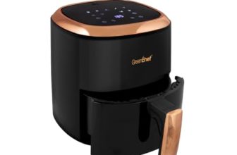 Greenchef Digital Air Fryer Frizzle with Touch Panel, uses up to 90% less fat, 8 Pre-set Menu, 1200W, 4.2 Liter (Black), Large