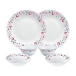 Larah by Borosil Pentas Opalware Dinner Set, 6 -Piece, White