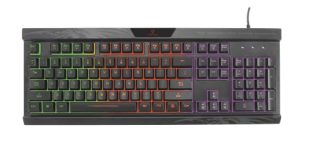Promate Vertux Promate Gaming Keyboard, Professional Ergonomic Wired USB Gaming Keyboard with Vibrant Rainbow Backlit, 26 Anti-Ghosting Keys, 12 Multimedia Shortcut Keys and 4 Backlit Modes, Amber