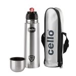 CELLO Flipstyle Insulated Stainless Steel Flask Water Bottle with Jacket For Daily Use 1000 ml | ISI Certified Double Wall Vacuum Insulated 24 Hrs Hot & Cold Thermos Water Bottle For Office Gym Travel