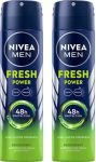 NIVEA Fresh Power Deo Spray, 48h Derma Odour Protection with Citrus, Musk, Spice Body Spray  –  For Men(300 ml, Pack of 2)