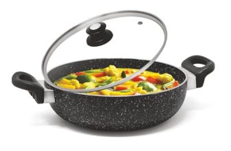 Signoraware Perfecto 6 Coating Non Stick Kadhai 28cm | Gas & Induction Compatible | Low-Oil Cooking | Ergonomically Designed | Ideal for Frying, Sauteing or Preparing Rich Curries (2.5 LTR | Steel)