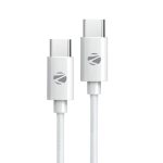 ZEBRONICS Type C to Type C Strong Braided Cable, 60W PD Fast Charging, for iPhone 16 Series, 15 Series, iPad, MacBook, Samsung, Other Android Devices, Data Sync, 1 Meter (ZEB-TT60+) White