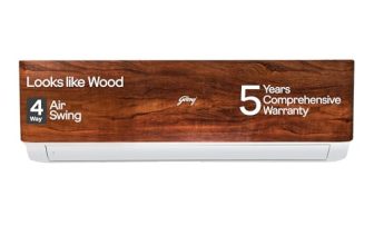 Godrej 1.5 Ton 3 Star, 5 Years Comprehensive Warranty, AI powered, 5-In-1 Convertible Cooling, 4 Way Air Swing, Wood Finish, Inverter Split AC (Copper, AC 1.5T SIC 18VTC3 WYB TK, Teak Wood)