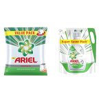 Ariel Complete Detergent Washing Powder- 4Kg Value Pack & Ariel Matic Liquid Detergent Front Load Refill Pouch, 2 Litre