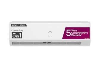 Godrej 2 Ton 3 Star, 5 Years Comprehensive Warranty, 5-In-1 Convertible Cooling, Inverter Split AC (Copper, I-Sense Technology, AC 2T EI 24I3T WZR, White)