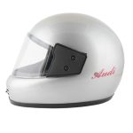 Sage Square Audi Full Face Clear Visor Helmet | ISI Certified | High Standard Safety | Extra Comfort & Stylish (XLarge, Silver Glossy)