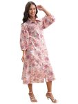 Vishudh Women 3/4 Sleeve Collared Neck Dress VPa1000208 Multicolor S