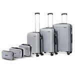 VLITE Megatron Family Pack – 6 Pcs Family Set | 3 Trolley Bags (20”/24”/28”) + 3 Vanity Cases (8”/10”/13”) | Lightweight Recyclable Polypropylene Luggage with Smooth 8 Spinner Wheels (Black)