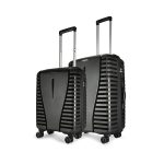 Aristocrat Polypropylene Air Pro Set of 2 Hard Luggage (55Cm and 66Cm) | Lightweight Luggage with Wheels, Secured Zip and Secured Combination Lock | Jet Black | Unisex, Spinner, Trolley Bag