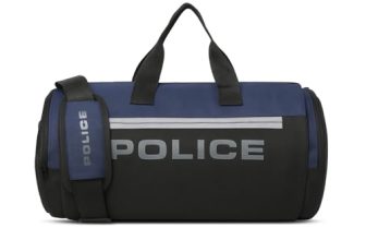 POLICE Unisex Duffel Bag | Stylish Travel & Gym Bag with Adjustable Shoulder Strap | Durable Water-Resistant Design | Spacious Weekend & Sports Bag (Black/Navy)