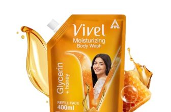 Vivel Body Wash, Glycerin and Honey, Moisturizing Shower Gel, 400ml Liquid Refill Pouch Pack, for Women and Men, for Glowing and Moisturised Skin Refill Pouch, All Skin Types