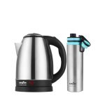 Kenstar ESTELLA COMBO Electric Kettle 1.8L & Stainless Steel Bottle | Concealed Heater | Auto Cut-Off & LED Indicator | 1350 W | SS Finish