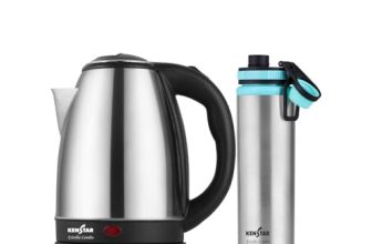 Kenstar ESTELLA COMBO Electric Kettle 1.8L & Stainless Steel Bottle | Concealed Heater | Auto Cut-Off & LED Indicator | 1350 W | SS Finish