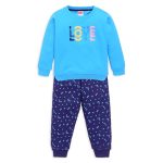 LuvLap Baby Girls Full Sleeve Sweatshirt & Pyjama Set Pack of 1, Cotton Rich Fleece, Deep Aqua, XL (12 to 18 Months)
