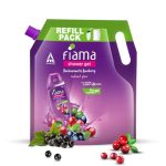 Fiama Body Wash Shower Gel Blackcurrant & Bearberry, 1.3L Bodywash Refill Value Pouch for Women & Men with Skin Conditioners for Radiant Glow, Skin Friendly pH