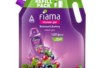 Fiama Body Wash Shower Gel Blackcurrant & Bearberry, 1.3L Bodywash Refill Value Pouch for Women & Men with Skin Conditioners for Radiant Glow, Skin Friendly pH