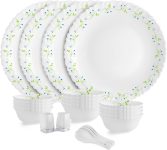 cello Pack of 22 Opalware Tropical Lagoon |Crockery Set | Dinner Set(Green, White, Microwave Safe)