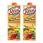 DABUR Real Masala Mixed Fruit Juice-1L (Pack Of 2)|No Added Preservatives,No Artificial Colours & Artificial Flavours|Goodness Of Best Fruits With Chatpata Masala|Daily Dose Of Fruit Nutrition