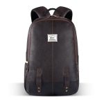 Gear Classic 19”/23L Medium Faux Leather (without Anti Theft) Water Resistant Laptop Backpack/Casual Backpack/Daypack/Travel Backpack/College Bag For Men/Women (Brown-Black)