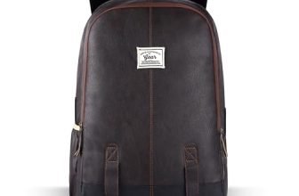 Gear Classic 19”/23L Medium Faux Leather (without Anti Theft) Water Resistant Laptop Backpack/Casual Backpack/Daypack/Travel Backpack/College Bag For Men/Women (Brown-Black)