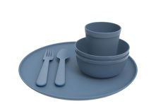 All Time Plastic Microwave Safe Unbreakable Round Dinner Set of 6 | Picnic Set | Dinnerware | BPA Free | Food Grade Safe | Kitchenware | Blue Color
