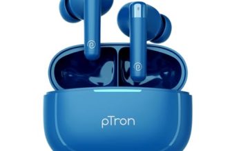 pTron Bassbuds Duo Pro TWS in-Ear Earbuds with 3D Audioscape, Ultra HD Mic for TruTalk AI ENC Calls, 38hrs Playtime, 50Ms Low Latency,BT 5.3 &, Fast Type-C Charging & IPX5 Water Resistant(Steel Blue)