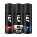 Beardo Deodorant Perfume Body Spray Set For Men (120ml x 3) | Spy Deo Aromatic Fresh Scent | Mafia Oriental Woody Notes | Don Most Wanted Citrus Musk Fragrance | Christmas gift for men | Gift For Friends | Gift for Men