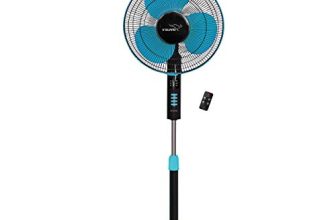 V-Guard Esfera 3 Blade Pedestal Fan With Remote Control | Three Fan Speed Modes | 1300 RPM Motor | 2-Year Warranty | 55 W | Blue Black | 40 cm (400mm)