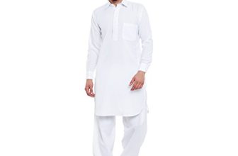 SOJANYA (Since 1958 Men’s White Cotton Blend Pathani Kurta & Salwar Set Size M