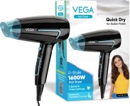 VEGA U-Style 1600 Foldable Hair Dryer For Men & Women With Cool Shot Button(VHDH-24) Hair Dryer(1600 W, Black, Blue)