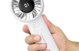 ZEBRONICS Heat Buster 200, Portable Hand Fan, Upto 12h Backup, 3600mAh Rechargeable Battery, 5 Speed Modes, Upto 5.9m/s Airflow, LED Display, for Travel, Makeup, Office, Home (White)