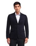 Arrow Men’s Blue Chevron Notch Collar Long Sleeve Formal Polyester Slim Fit Blazer (ARAIBZ5069_Blue_40)