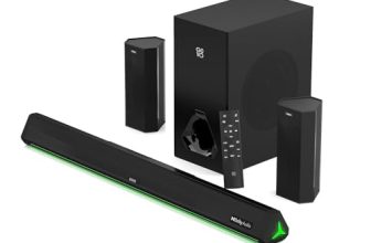 GOVO GOSURROUND 970 | 525W Soundbar, 5.1 Channel Home Theatre with Dolby Audio, 6.5″ subwoofer, Opt, AUX, USB & Bluetooth, 5 Equalizer Modes, Stylish Remote & LED Display (Platinum Black)