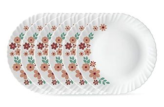 Larah by BOROSIL Ayana 6 Pcs Opalware Plate Set (Dia – 10 inch), White