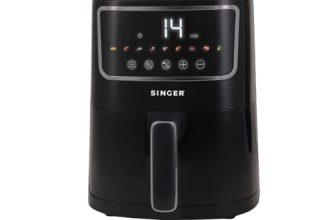 SINGER Electric Airfrio Air Fryer 1350W | 4.4L Basket | 100% Oil-Free Cooking | Digital Display | 10-in-1 Functions | 360° High-Speed Air Circulation | ISI Certified | 2 Years Warranty