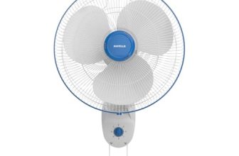 Havells Gatik Pro 400mm Wall Mount Fan | RPM: 1350 | Double string for Speed & Oscillation control | Thermal Overloaded Protected Motor | 100% Copper Wire Winding Motor | 2 Year Warranty (White Blue)
