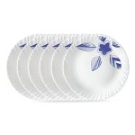 Larah by BOROSIL Morning Glory 6 Pcs Opalware Plate Set (Dia – 10 inch), White