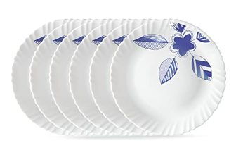 Larah by BOROSIL Morning Glory 6 Pcs Opalware Plate Set (Dia – 10 inch), White