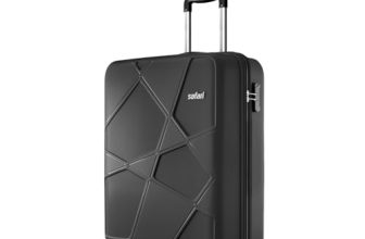 Safari Pentagon Pro 8 Wheels Spinner Cabin Trolley Bag Polypropylene Hard Case, 360° Wheeling Carry on Luggage for Men & Women, Suitcase for Travel, Black, 55 cm