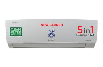 Lloyd 1 Ton 5 Star Inverter Split AC (5 in 1 Convertible, Cools Up To 52°C, Smart 4 Way Air Swing, Turbo Cool, Installation Check, 100% Copper, White, GLS12I5FWBEV)