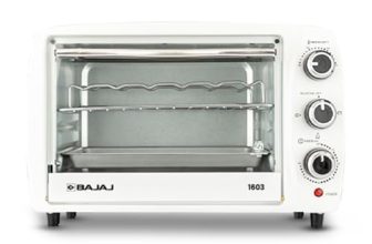 Bajaj 1603 16 Liters Oven Toast Grill (OTG) | 1200 Watt | Cool Touch Handles | Grill, Bake & Roast | Heat Resistant | Tempered Glass 【White】