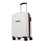 Aristocrat Atlas Cabin Trolley Bag 55cm | Small | Hard Luggage | Smooth 8-Wheel Suitcase | Secure Combination Lock with Sturdy Zipper | Full Fabric Convipack | 3-Year Warranty (Pearl White)
