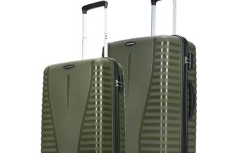 Aristocrat 2 Pc Airpro Set Cabin 55cm(Small) Check-in 66cm(Medium) 8 Wheels Spinner Trolley Bags for Travel Hard Case Luggage, Lightweight Bag, with Combination Lock & 3 Years Warranty (Green)