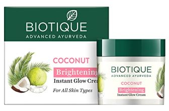 Biotique Coconut Brightening Instant Glow Cream| Lightweight and Non-Greasy | Reduces Dark Spots and Protects Ageing | Nourished and Moisturized Skin |100% Botanical Extracts| All Skin Types | 50gm