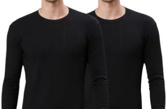 LUX PARKER Men’s Pack of 2 Black Round Neck Full Sleeves Premium Thermal Top(Size:80cm)