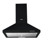Whirlpool 60cm 1200 m3/hr Baffle Filter Kitchen Chimney with 5 Years WARR on Motor and 1 Year Comprehensive | AKR BF 60 BK HOOD | Black | 3 Speed Push Button Control
