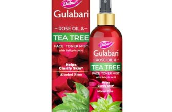 Dabur Gulabari Rose Oil & Tea Tree Face Toner Mist & Rosewater with Salicylic Acid – 100ml | Treats breakouts, blackheads, and whiteheads | Tightens and Refines Pores | Alcohol free