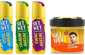 Set Wet Deodorant Spray Perfume, 150ml (Cool, Charm and Swag Avatar Pack of 3) and Hair Gel Ultimate Hold, 250ml for Men