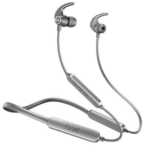 Boat Rockerz 255 Pro+, 60H Battery, Fast Charge, IPX7, Dual Pair,Low Latency,Magnetic Buds, Stream Ad Free Music via App Support, in Ear Bluetooth Neckband, Wireless with Mic Earphones (Cosmic Grey)